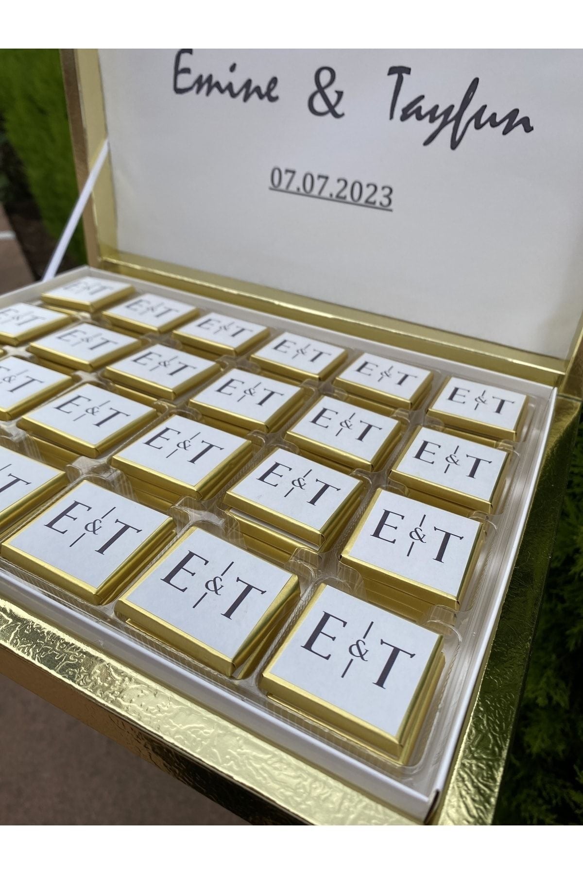Yeni! İsme özel Nişan-söz-isteme-nikah çikolatası 72li gold kutu