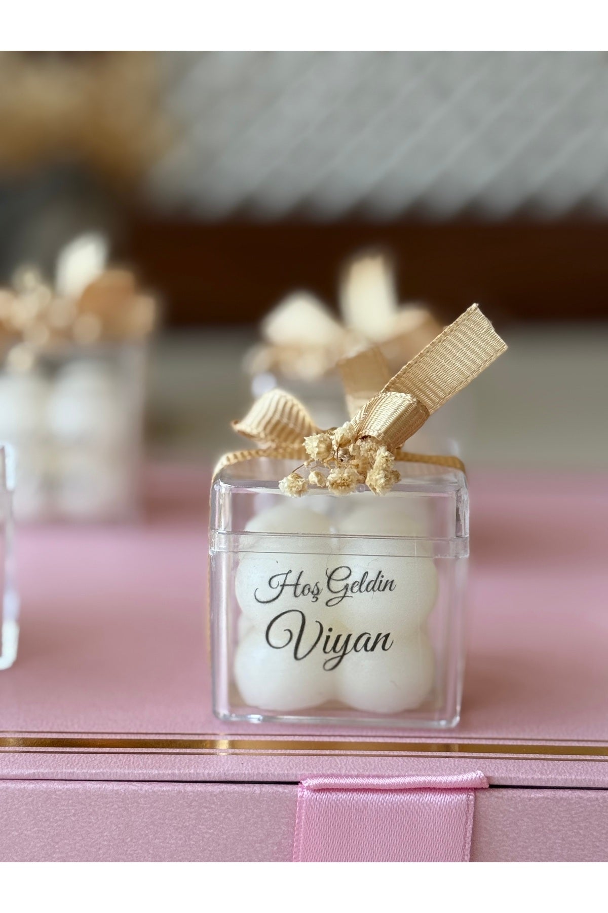 Hediyelik Kutulu KURDELELİ Bubble Mum , Nikah Şekeri, Doğum, Sünnet, Düğün Nişan Söz 10 Adet.