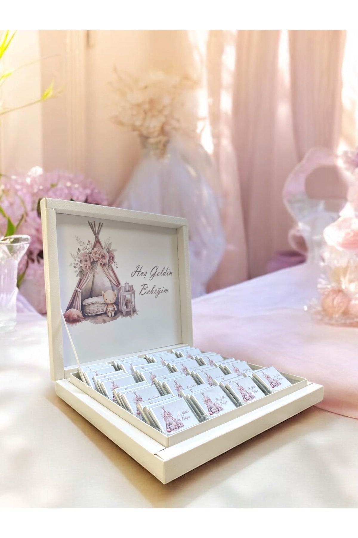 Yeni luxury İsimli Kız Bebek çikolatası Soft doğum,hediyelik,48 adet