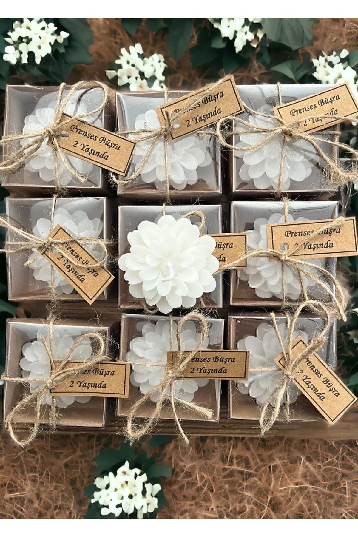 20 Adet Süslemeli Lotus Mum, Nikah şekeri, Doğum, Sünnet, Düğün, Nişan, Söz, Kına, Doğum Günü.
