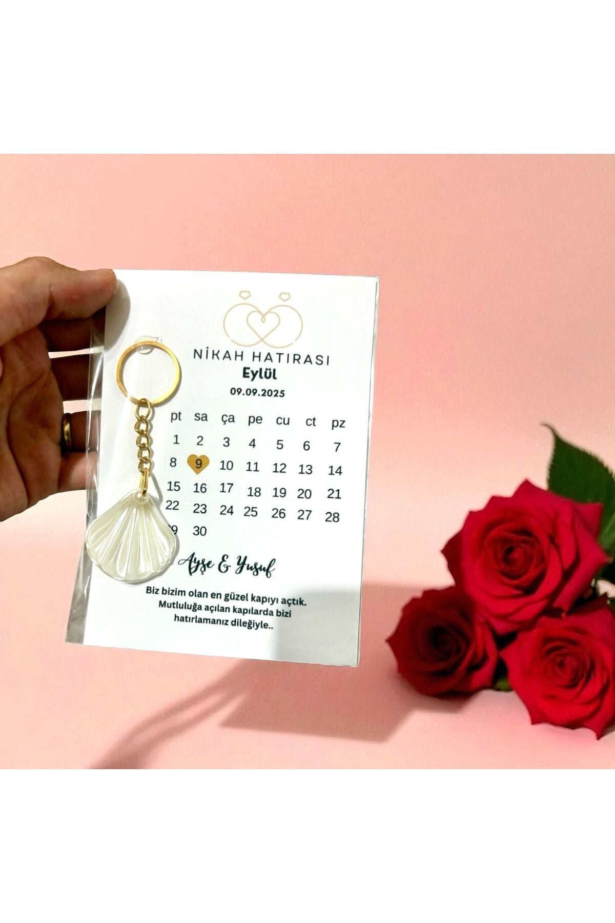 10'lu Nikah Düğün Bride Hediyeliği Anahtarlık İsme Özel Hediyelik Tarihli