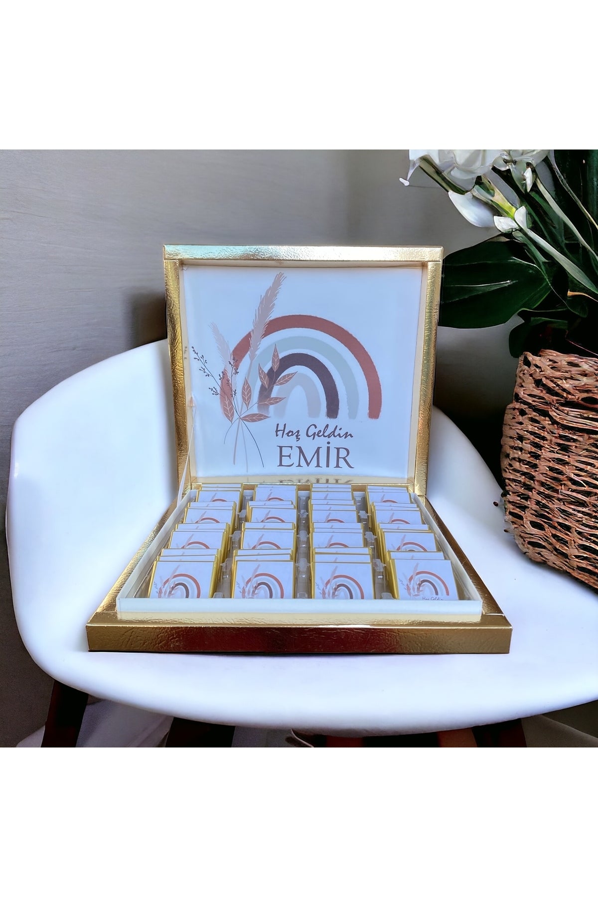 İsme Özel Tasarım Gökkuşağı Bebek çikolası mevlid,hediyelik,Doğum hediyesi