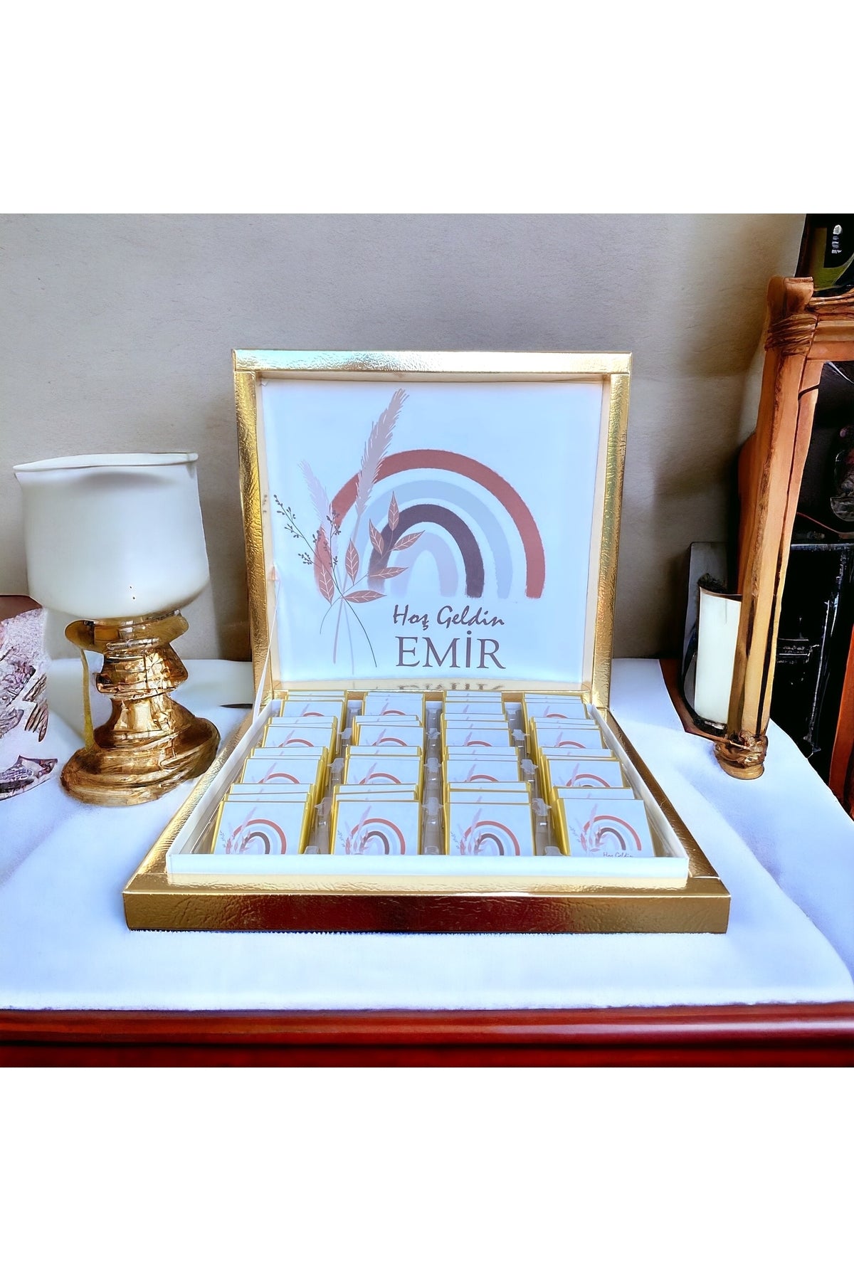 İsme Özel Tasarım Gökkuşağı Bebek çikolası mevlid,hediyelik,Doğum hediyesi