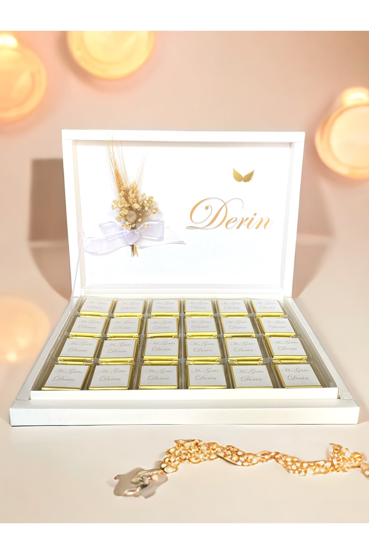 İsme Özel Tasarım Gold Kız Bebek ,Mevlit,nişan,isteme,hediyelik çikolata