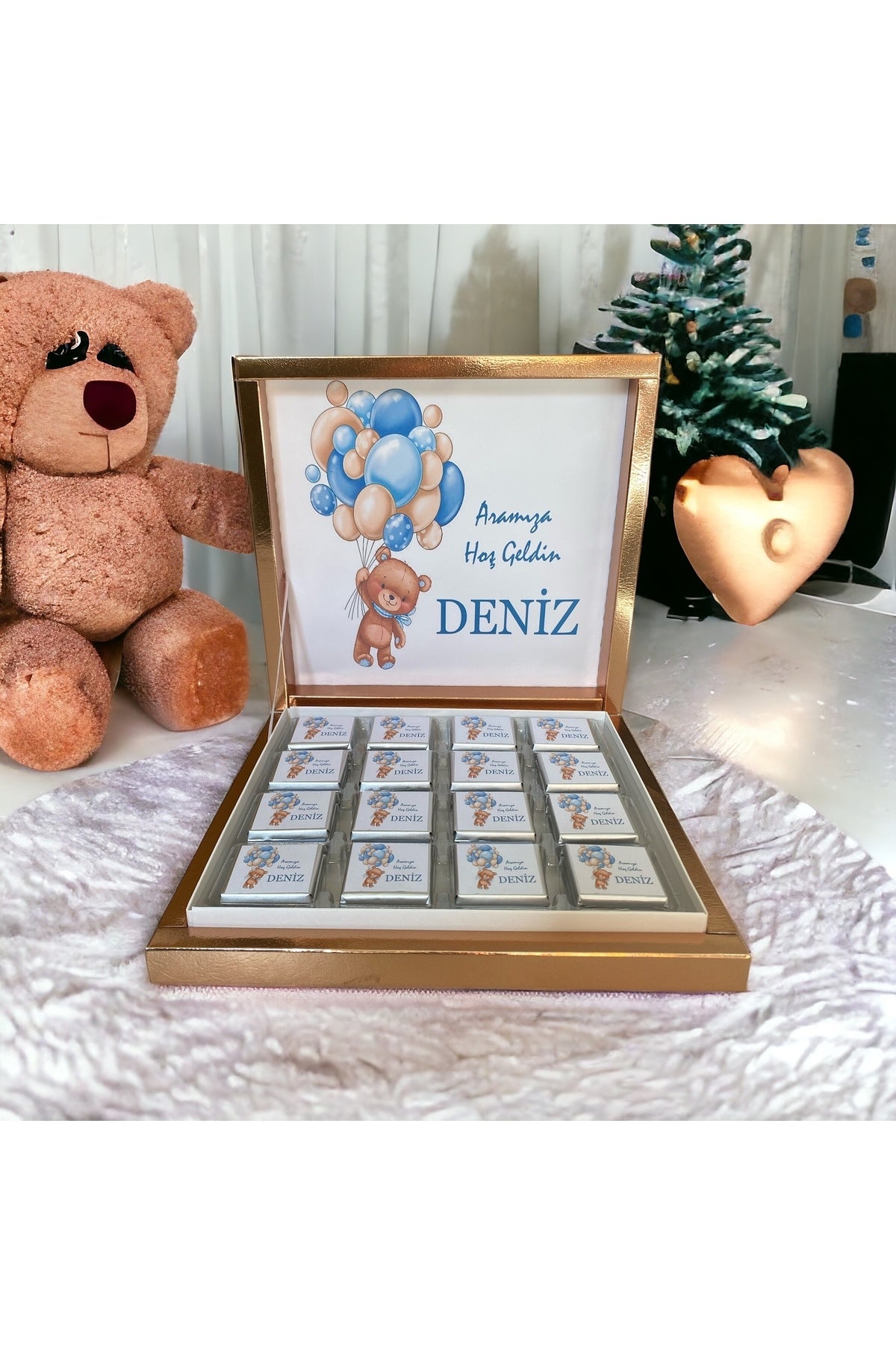 YENİ!!(ELİTÇİKOLATA) Isme Özel Balonlu Erkek Bebek Çikolatası Dogum-yaş Günü-hediyelik Çikolata
