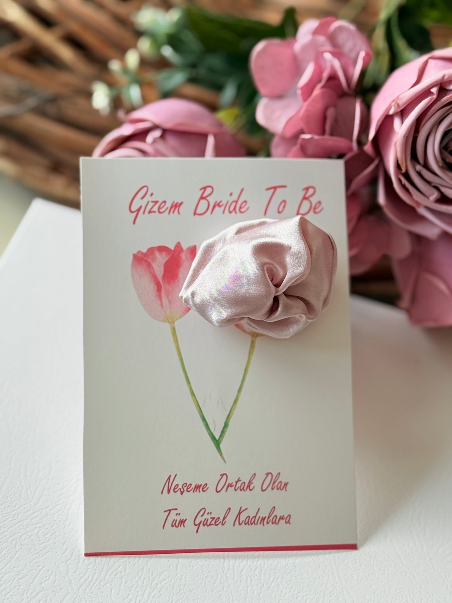 Saten Toka Gül Kına-Bride Hediyelik 10 Adet Dağıtmalık