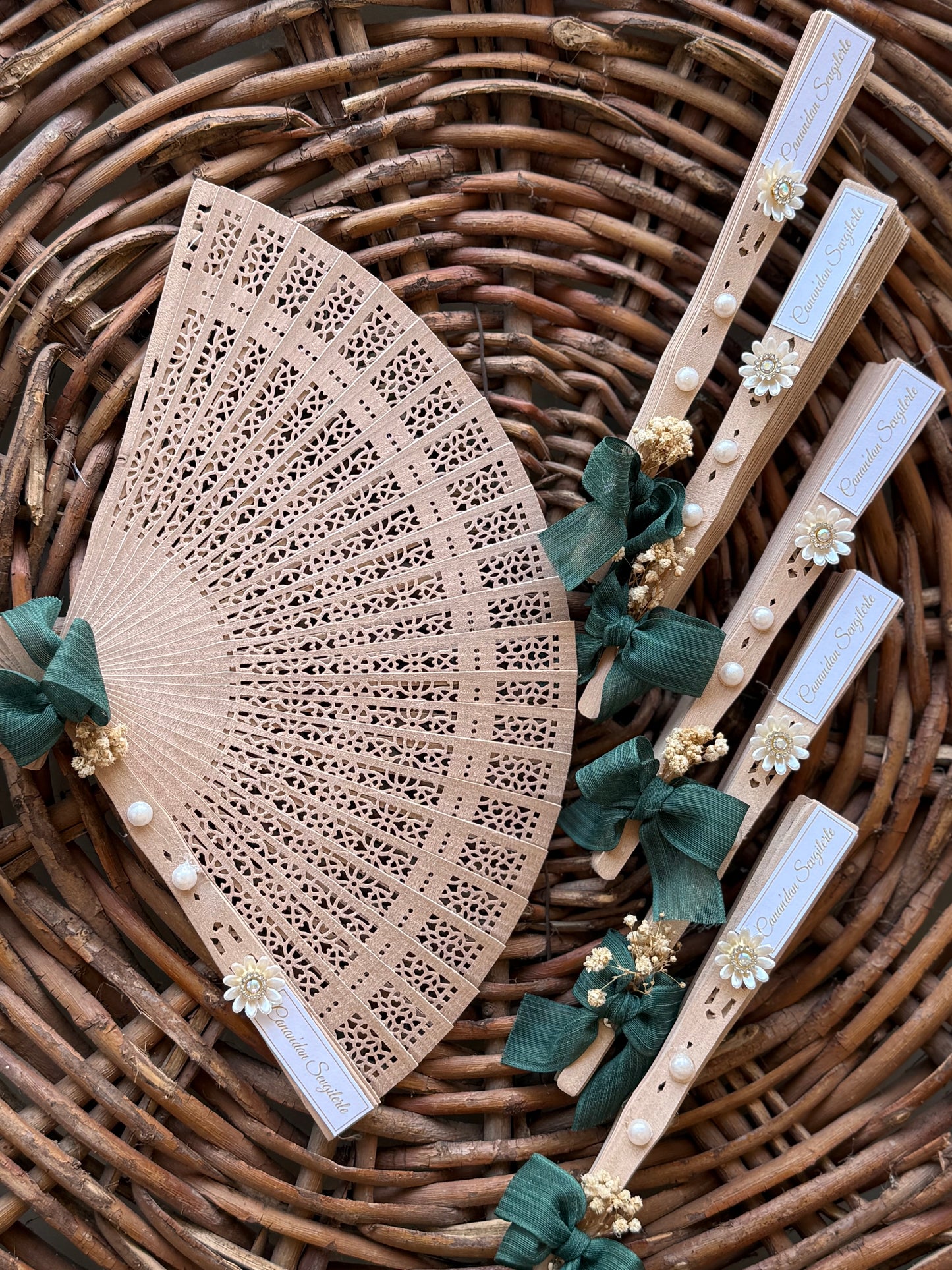 Lüx İsimli Hediyelik Beyaz Yelpaze 🪭 6 adt düğün-nikah bride Hatırası