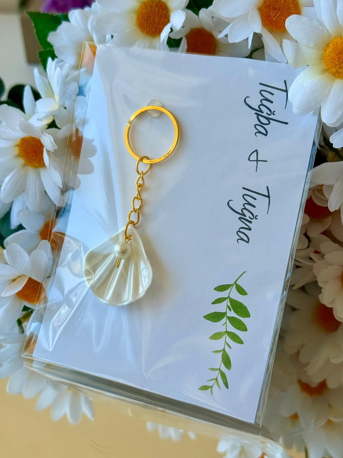 İsme Özel istiridyeli Anahtarlık 10 Adet (Nikah Düğün Bride Hediyelik Anahtarlık)