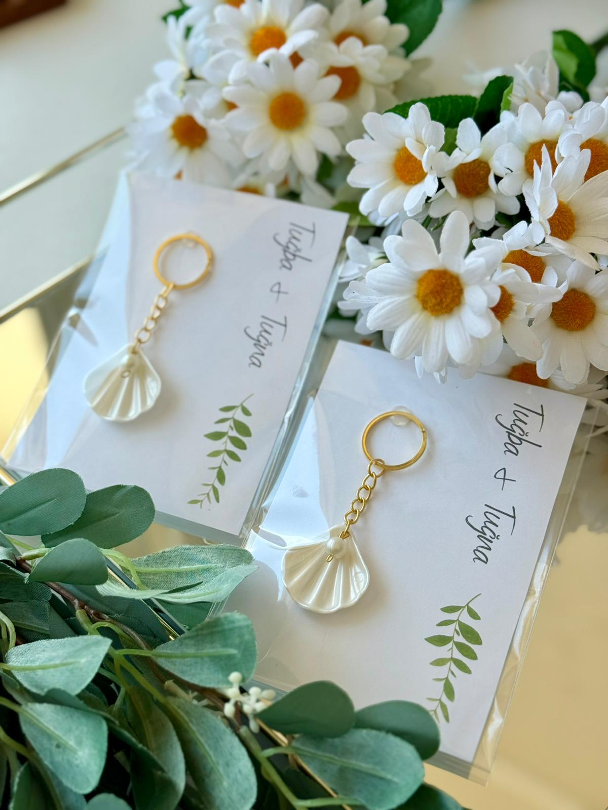 İsme Özel istiridyeli Anahtarlık 10 Adet (Nikah Düğün Bride Hediyelik Anahtarlık)